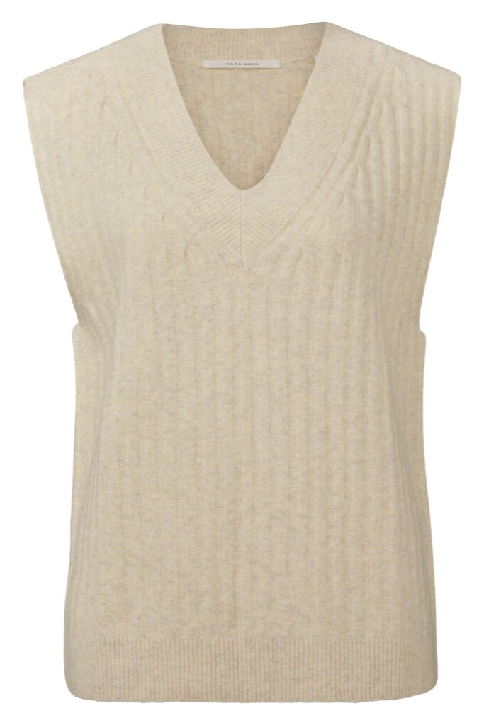 YAYA - Vesta s V-výstrihom Beige melange - beige melange YAYA - Vesta s V-výstrihom Beige melange - beige melange