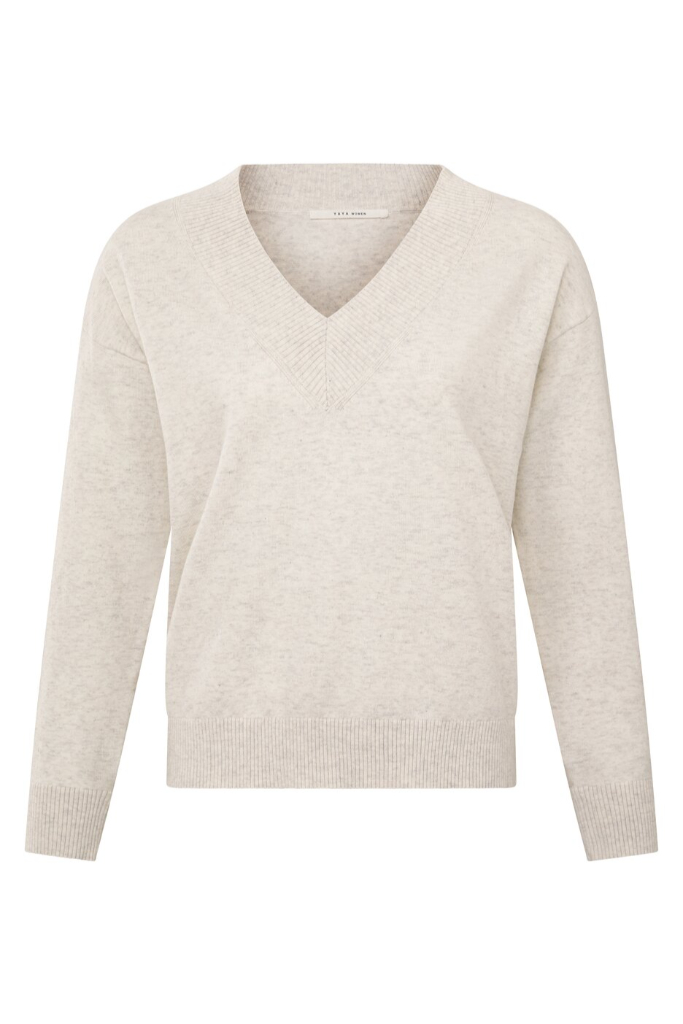 YAYA - Pulóver s V-výstrihom Light grey melange - light grey melange YAYA - Pulóver s V-výstrihom Light grey melange - light grey melange