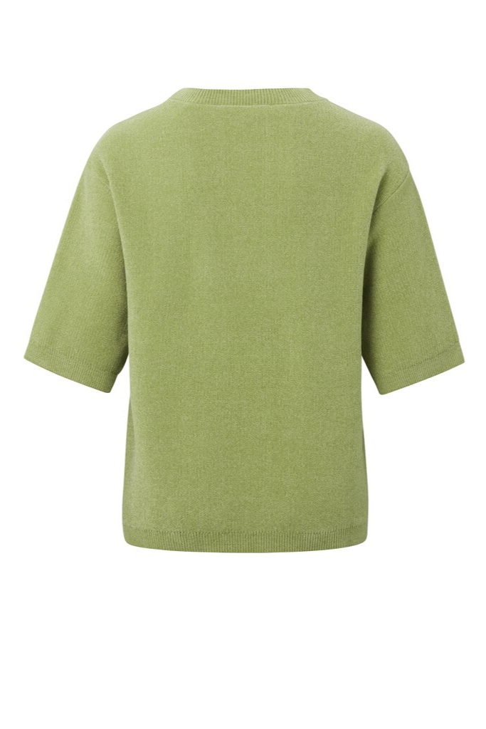 YAYA - Pulóvrik s krátkym rukávom zo ženilky Winter pear green - winter pear green YAYA - Pulóvrik s krátkym rukávom zo ženilky Winter pear green - winter pear green