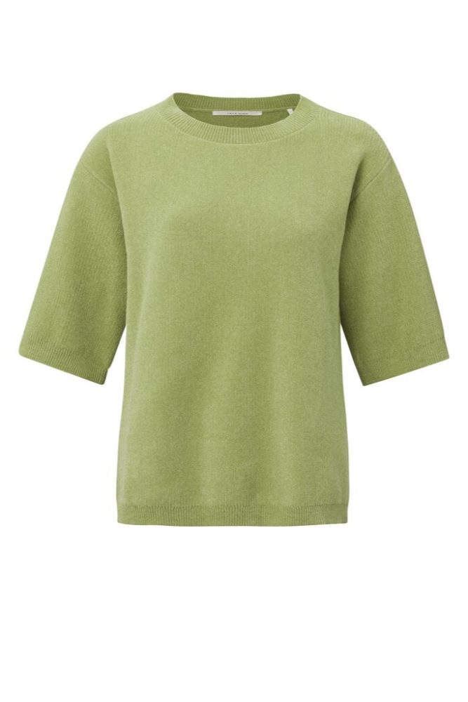YAYA - Pulóvrik s krátkym rukávom zo ženilky Winter pear green - winter pear green