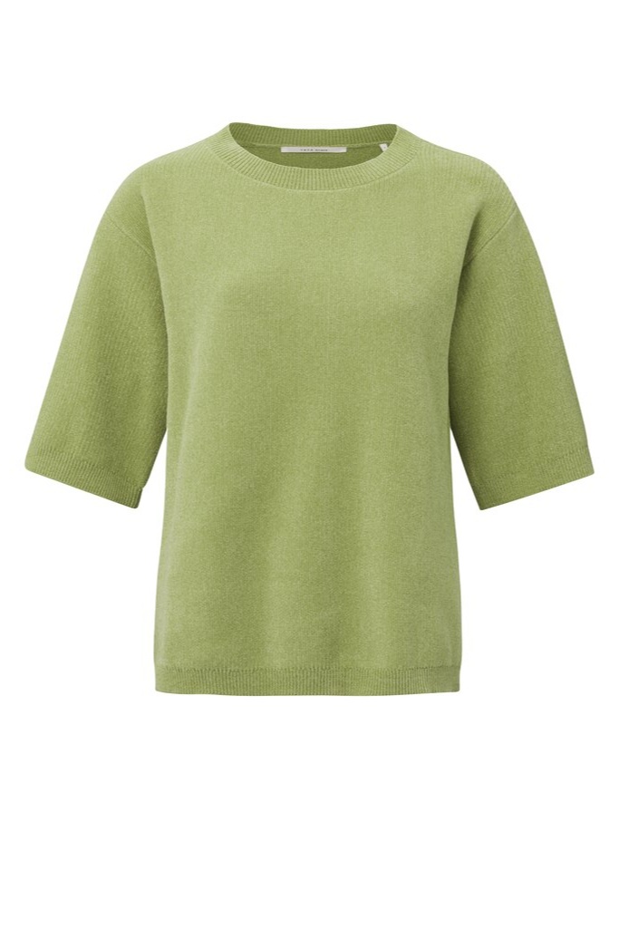 YAYA - Pulóvrik s krátkym rukávom zo ženilky Winter pear green - winter pear green YAYA - Pulóvrik s krátkym rukávom zo ženilky Winter pear green - winter pear green