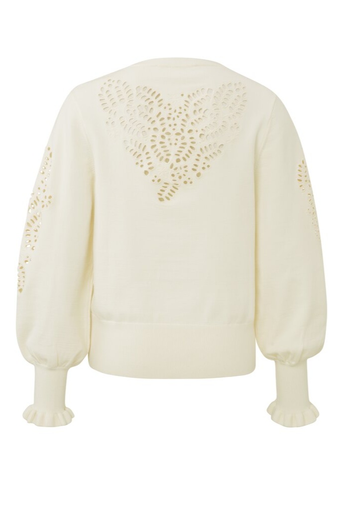 YAYA - Pulóver s madeirovým detailom Wool white - wool white YAYA - Pulóver s madeirovým detailom Wool white - wool white