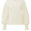 YAYA - Pulóver s madeirovým detailom Wool white - wool white