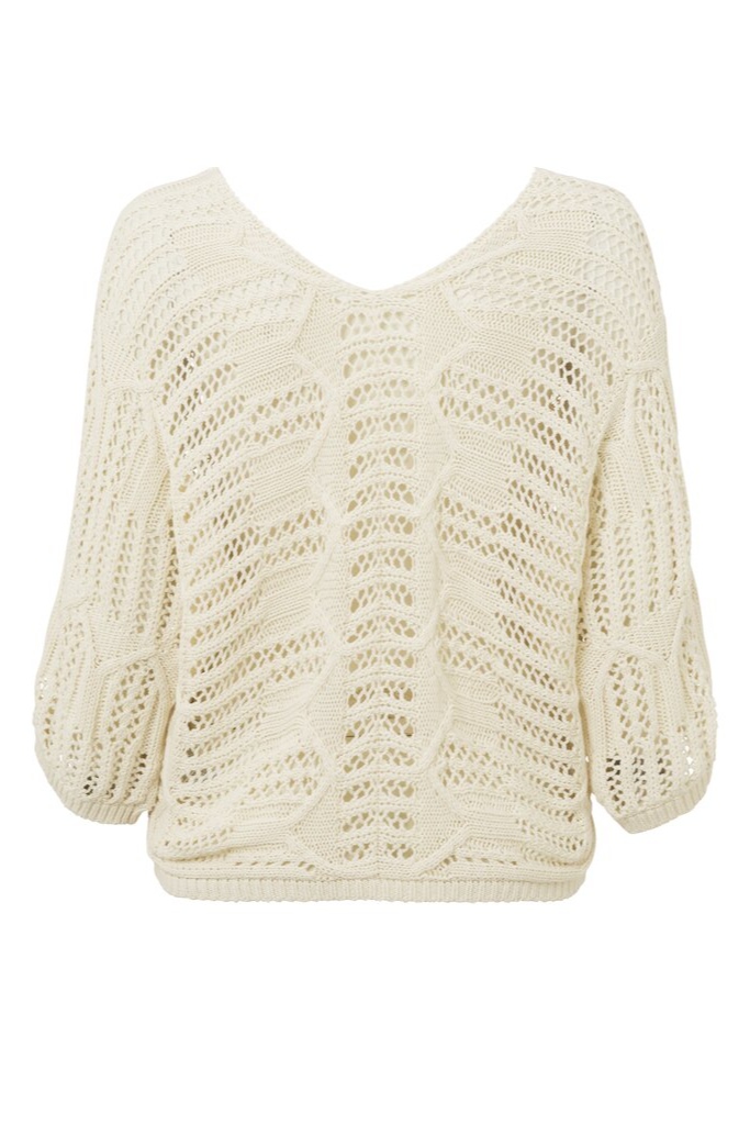 YAYA - Pulóvrik s hačkovaným efektom Wool white - wool white YAYA - Pulóvrik s hačkovaným efektom Wool white - wool white