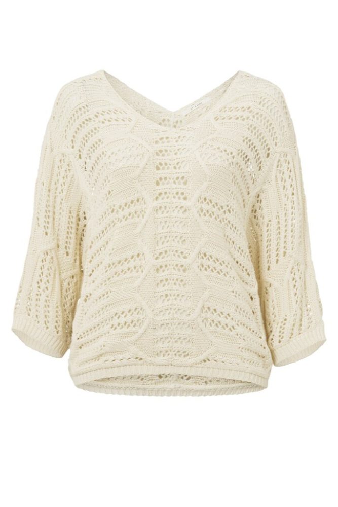 YAYA - Pulóvrik s hačkovaným efektom Wool white - wool white