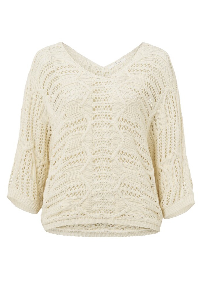 YAYA - Pulóvrik s hačkovaným efektom Wool white - wool white YAYA - Pulóvrik s hačkovaným efektom Wool white - wool white