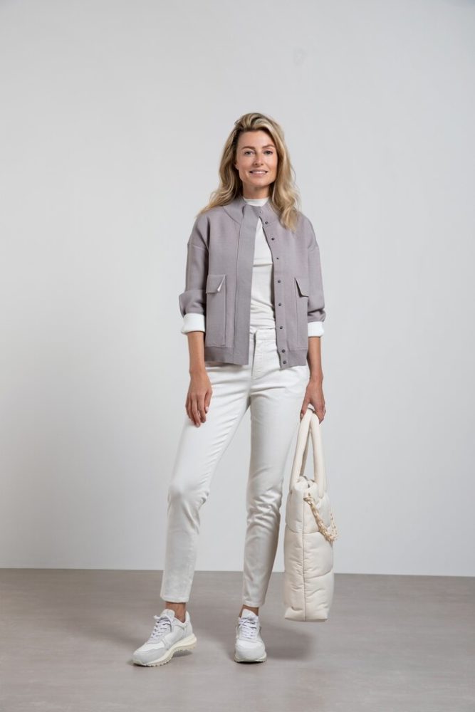 YAYA - Sveter krátky s vreckami Paloma grey - paloma grey