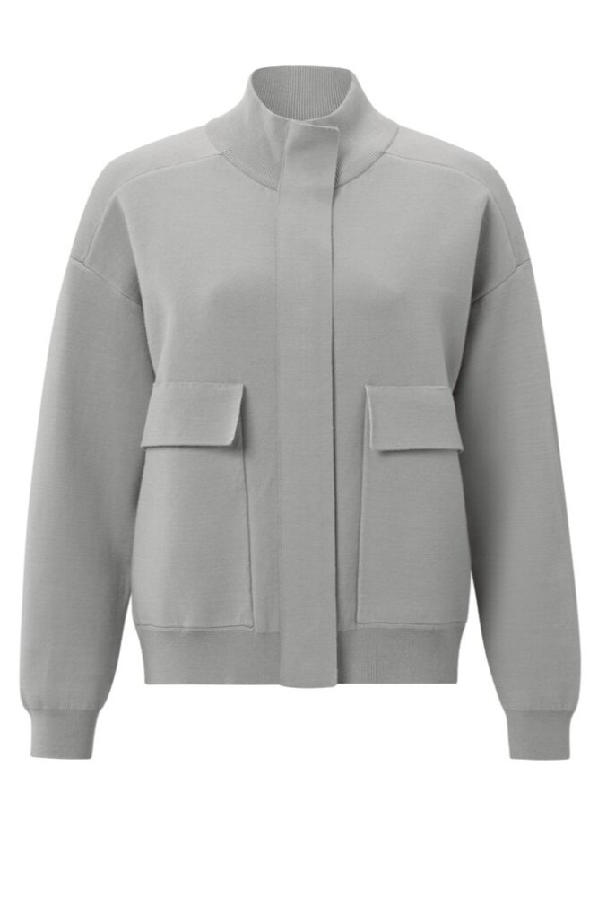 YAYA - Sveter krátky s vreckami Paloma grey - paloma grey