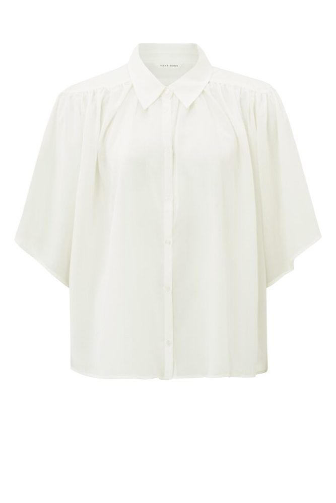 YAYA - Blúzka oversized s naberaním Star white - star white