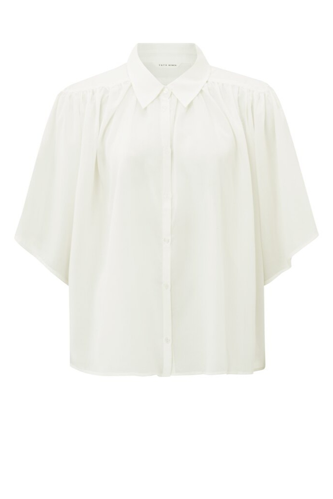 YAYA - Blúzka oversized s naberaním Star white - star white YAYA - Blúzka oversized s naberaním Star white - star white