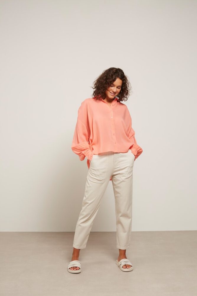 YAYA - Blúzka oversized s balónovými rukávmi Shell pink - shell pink