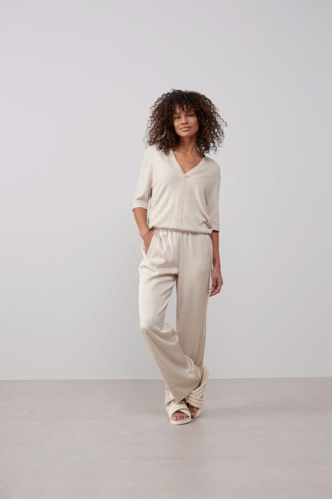 YAYA - Nohavice voľné Mocha meringue sand dessin - mocha meringue sand dessin