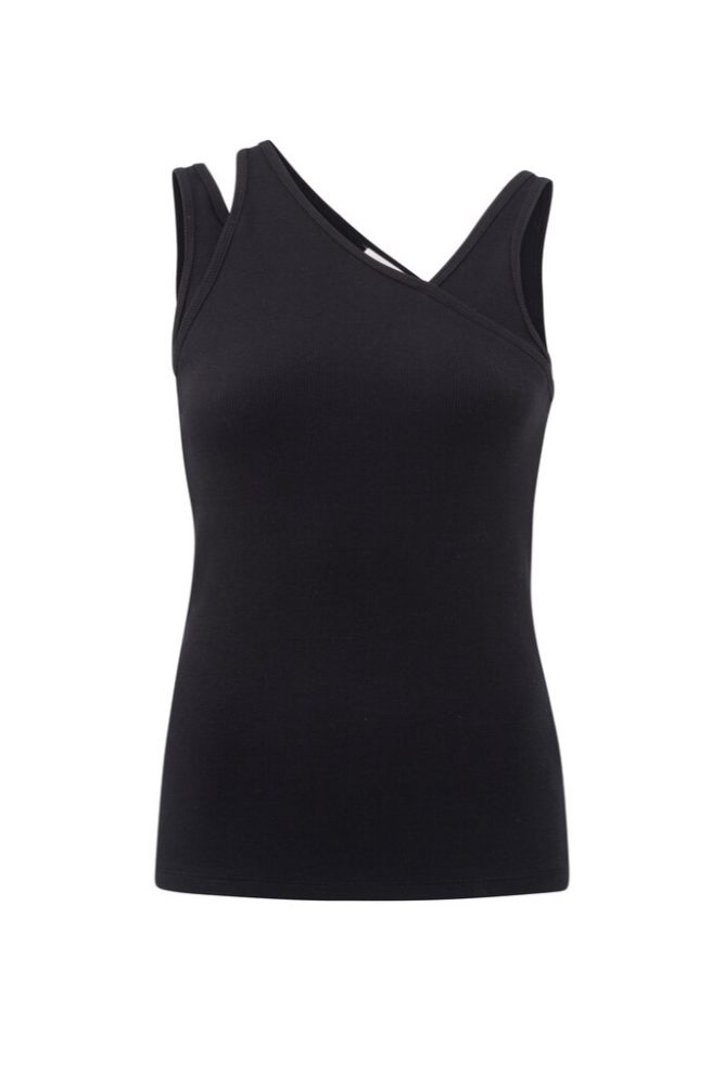 YAYA - Tričko s asymetrickými ramienkami Beauty black - beauty black