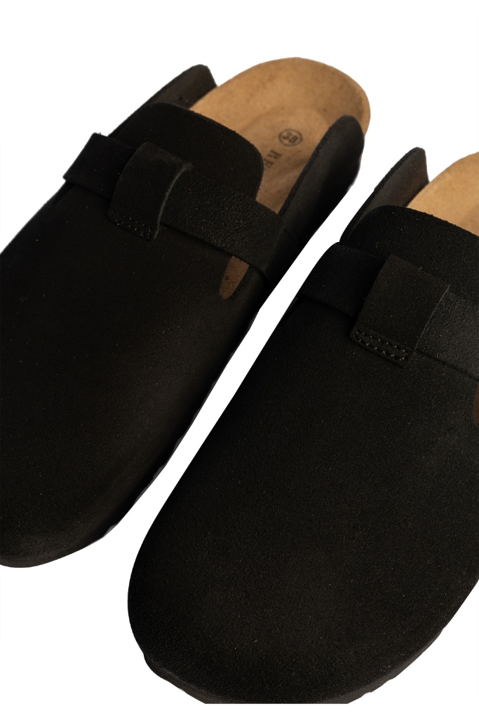 REDESIGNED - Šľapky kožené s korkovou podrážkou Black - black REDESIGNED - Šľapky kožené s korkovou podrážkou Black - black