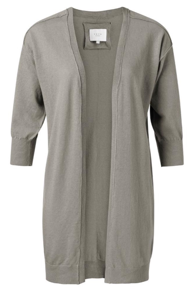 YAYA - Sveter letný ľanový - ARMY GREEN