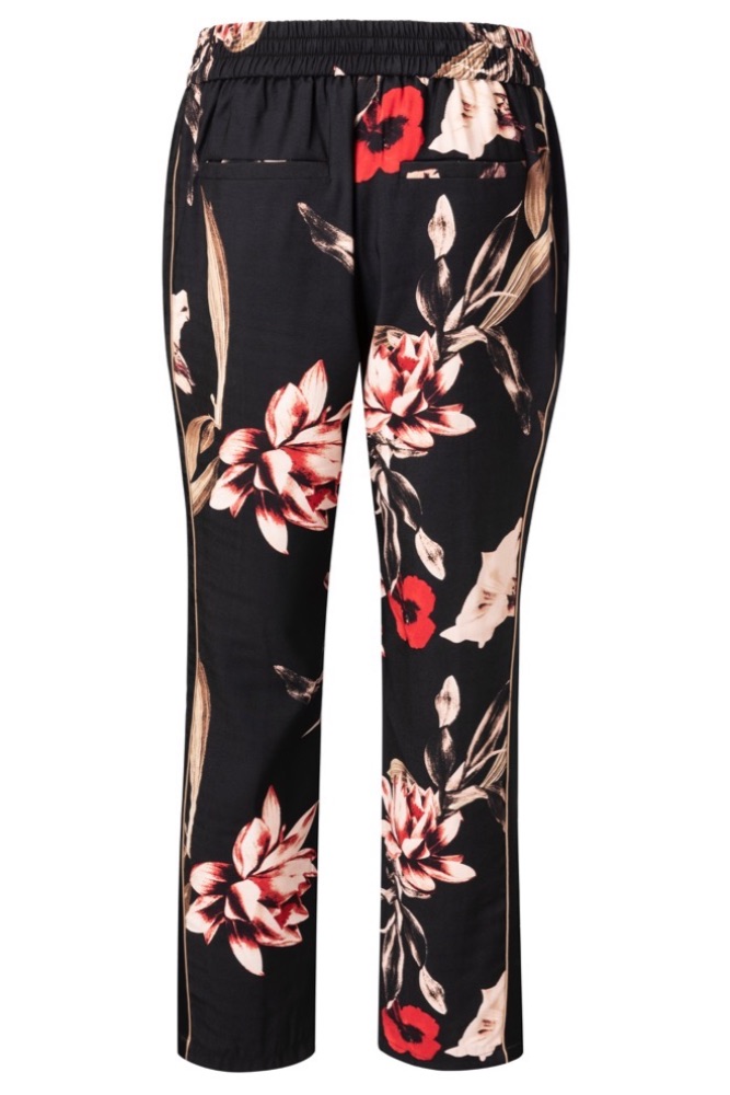 YAYA - Nohavice s kvetinovou potlačou - BLACK DESSIN