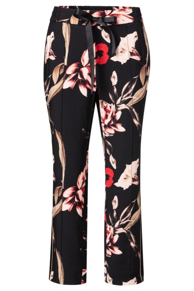 YAYA - Nohavice s kvetinovou potlačou - BLACK DESSIN