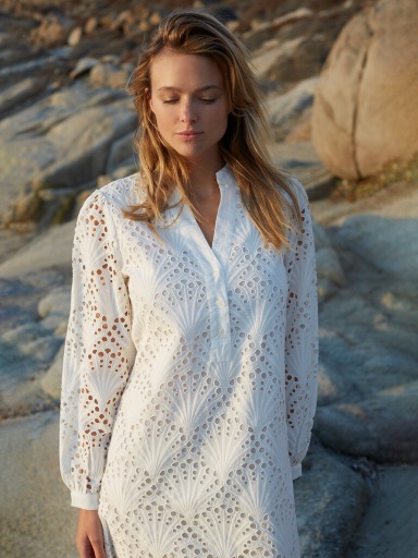 YAYA - Šaty madeirové Egret off white - egret off white YAYA - Šaty madeirové Egret off white - egret off white