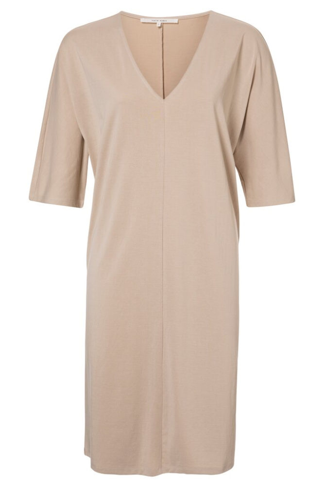 YAYA - Šaty voľné džerzejové s V-výstrihom Peyote grey - peyote grey