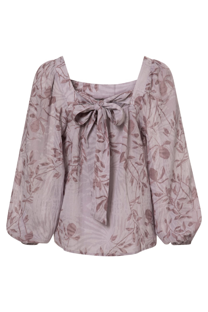 YAYA - Blúzka s mašlou na chrbáte Raindrops purple dessin - raindrops purple dessin YAYA - Blúzka s mašlou na chrbáte Raindrops purple dessin - raindrops purple dessin