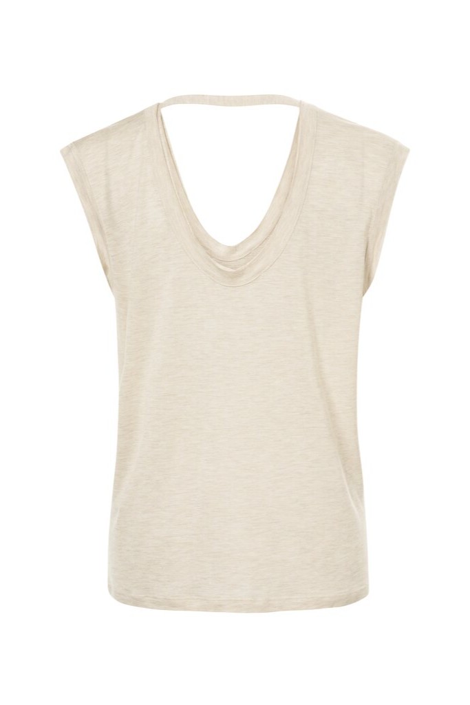 YAYA - Tričko s výstrihom na chrbáte Moonlight sand melange - moonlight sand melange YAYA - Tričko s výstrihom na chrbáte Moonlight sand melange - moonlight sand melange