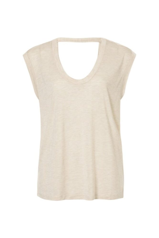 YAYA - Tričko s výstrihom na chrbáte Moonlight sand melange - moonlight sand melange