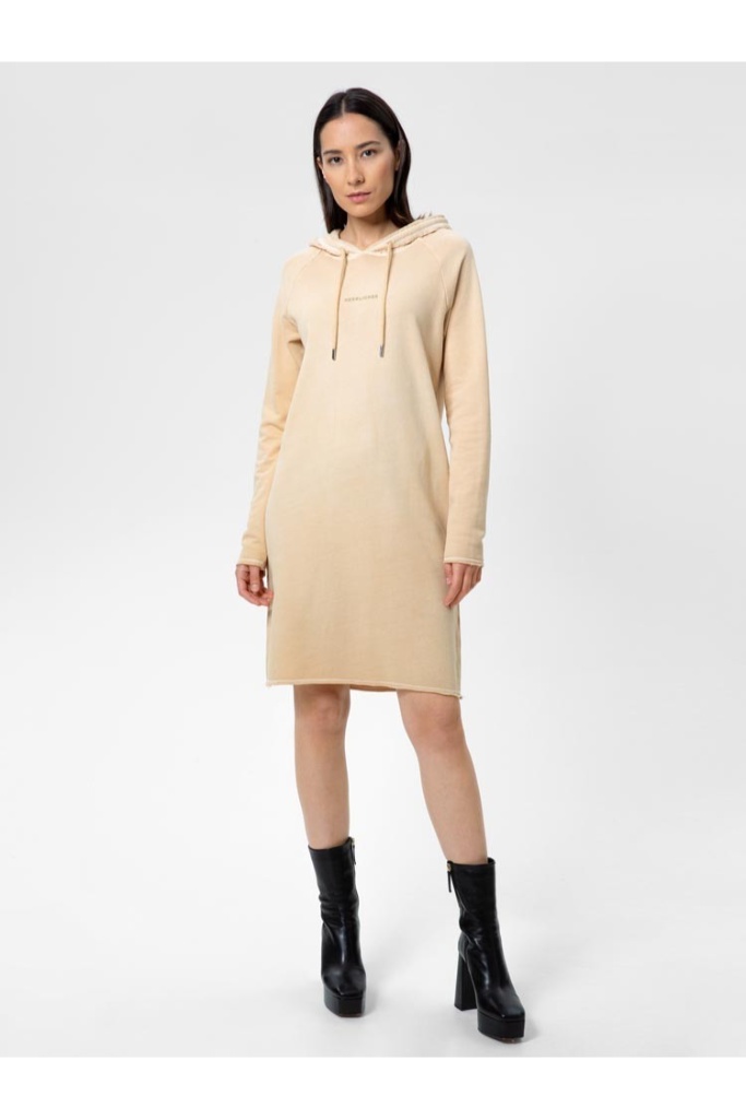 Herrlicher - Šaty džerzejové s kapucou Caramel - caramel Herrlicher - Šaty džerzejové s kapucou Caramel - caramel