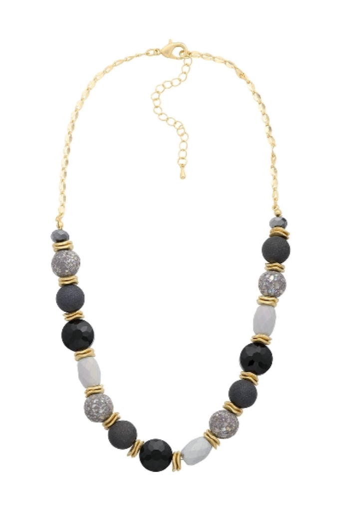 LIZAS - Náhrdelník Belgian sweets 44+8 cm - grey LIZAS - Náhrdelník Belgian sweets 44+8 cm - grey