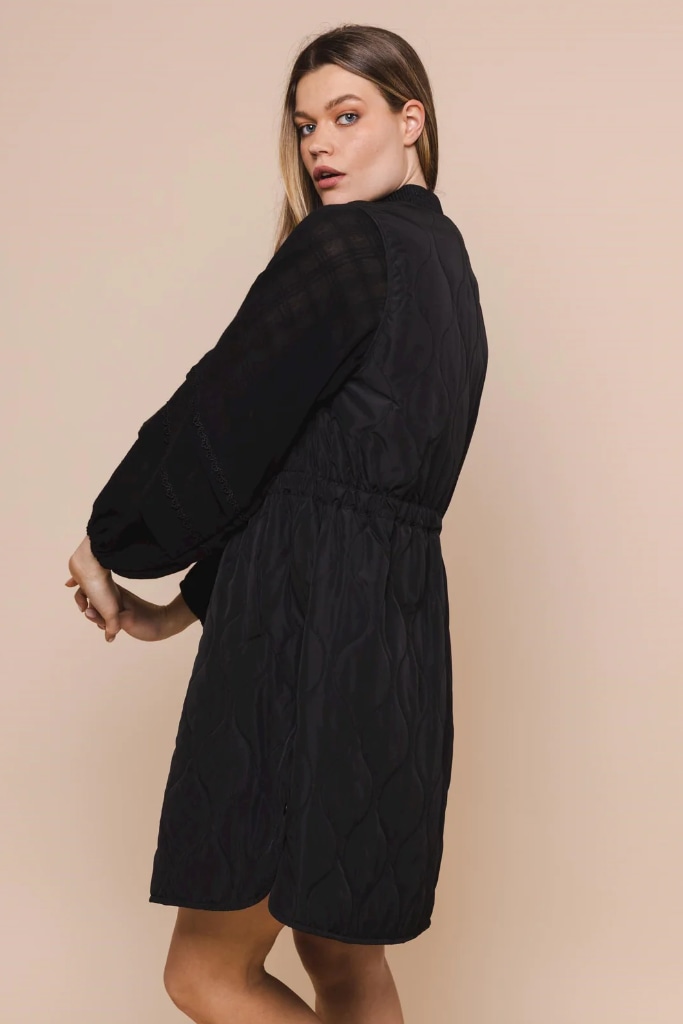 Rino Pelle - Vesta dlhá prešívaná Black - black Rino Pelle - Vesta dlhá prešívaná Black - black