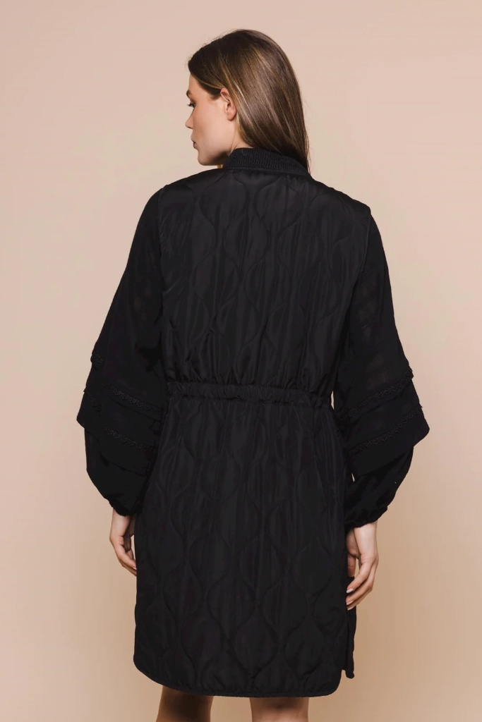 Rino Pelle - Vesta dlhá prešívaná Black - black Rino Pelle - Vesta dlhá prešívaná Black - black