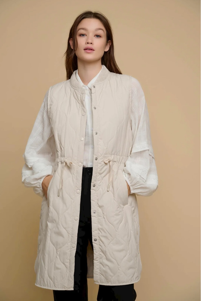 Rino Pelle - Vesta dlhá prešívaná Birch - birch Rino Pelle - Vesta dlhá prešívaná Birch - birch