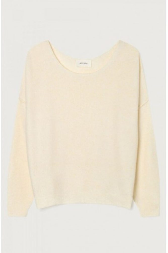 AMERICAN VINTAGE - Pulóver s lodičkovým výstrihom Damsville Pannacotta chine - pannacotta chine