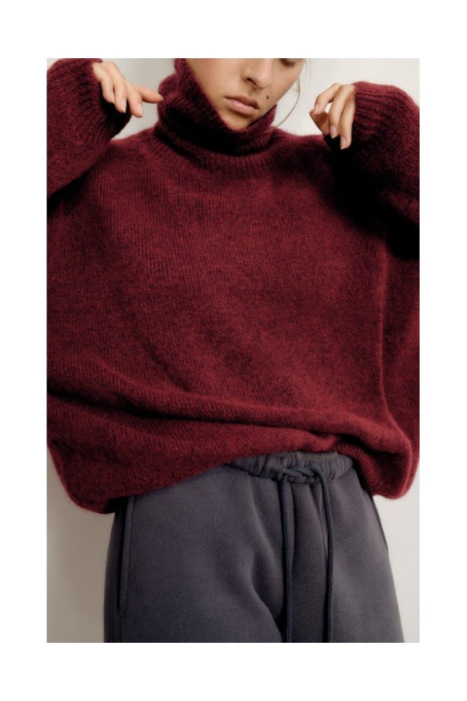 AMERICAN VINTAGE - Rolák s Alpakou oversized East Cardinal melange - cardinale chine AMERICAN VINTAGE - Rolák s Alpakou oversized East Cardinal melange - cardinale chine