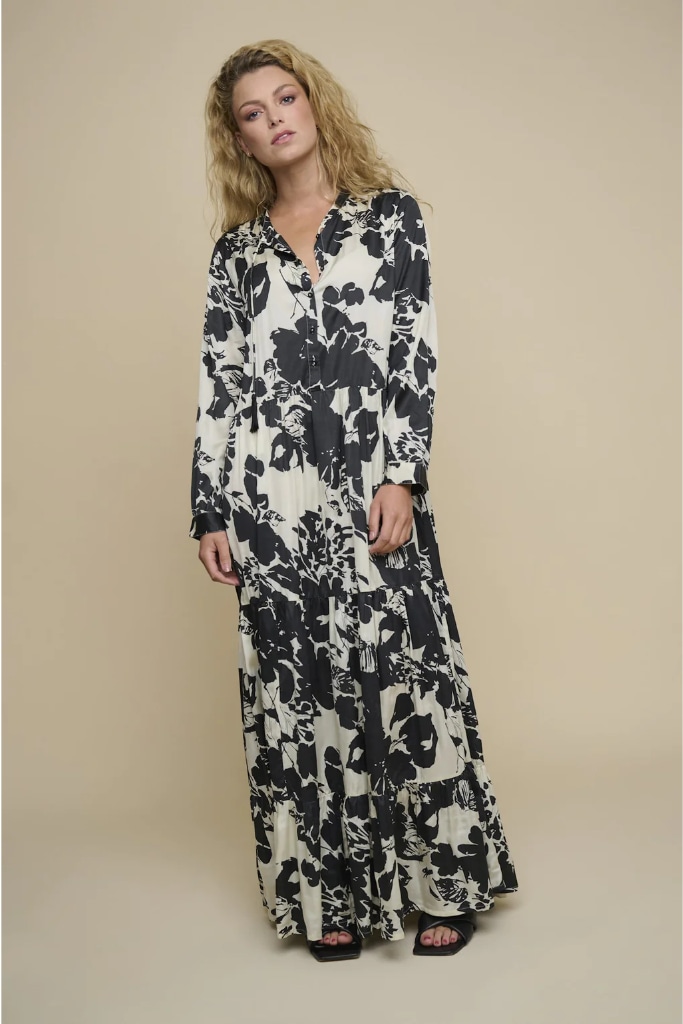 Rino Pelle - Šaty dlhé s volánmi - birch bloom Rino Pelle - Šaty dlhé s volánmi - birch bloom