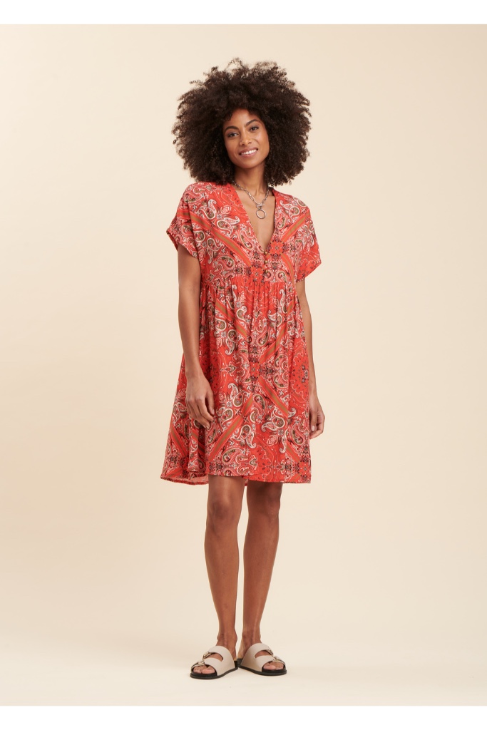 La Fée Maraboutée - Šaty voľné so vzorom Lipstick - lipstick La Fée Maraboutée - Šaty voľné so vzorom Lipstick - lipstick