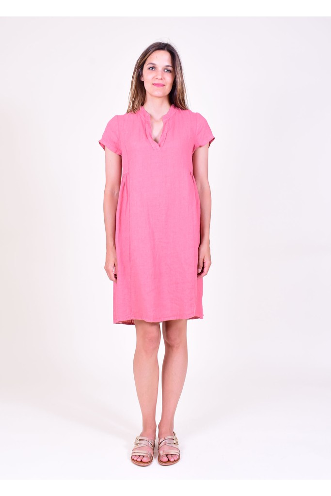 La Fée Maraboutée - Šaty ľanové voľné Sorbet - sorbet La Fée Maraboutée - Šaty ľanové voľné Sorbet - sorbet