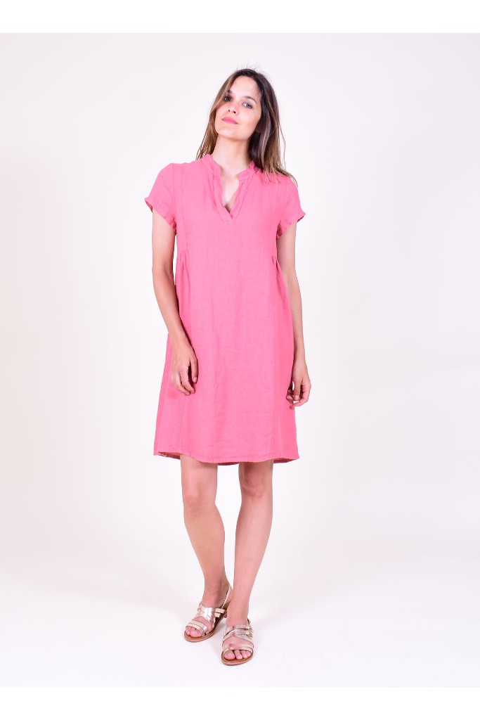 La Fée Maraboutée - Šaty ľanové voľné Sorbet - sorbet La Fée Maraboutée - Šaty ľanové voľné Sorbet - sorbet