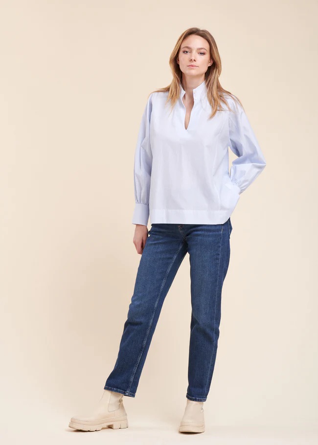 La Fée Maraboutée - Top popelínový Bleu Ice - bleu ice La Fée Maraboutée - Top popelínový Bleu Ice - bleu ice