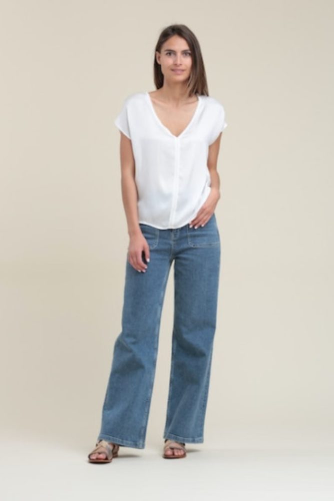 La Fée Maraboutée - Top voľný s V-výstrihom Ecru - ecru