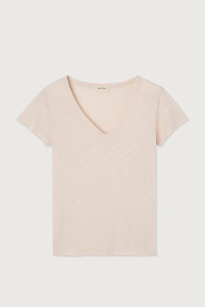 AMERICAN VINTAGE - Tričko s krátkym rukávom a V-výstrihom Jacksonville Perle vintage - perle vintage