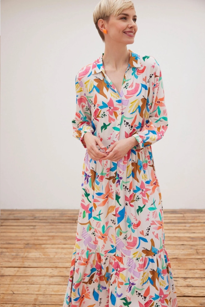 POM-Amsterdam - Šaty dlhé so vzorom Beige - POM-Amsterdam - Šaty dlhé so vzorom Beige -