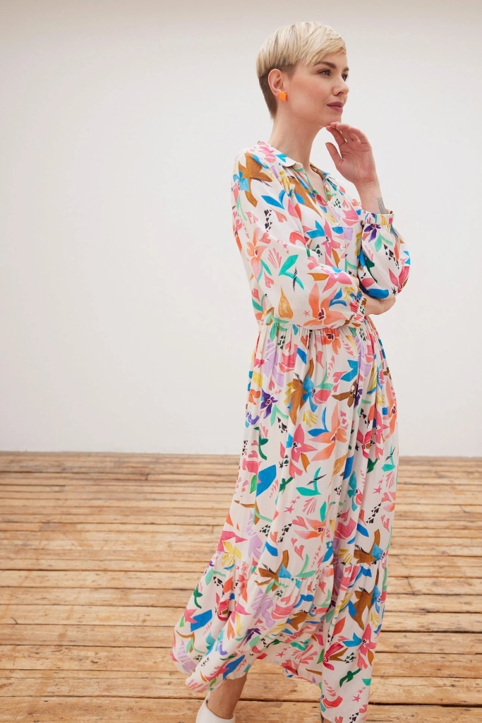 POM-Amsterdam - Šaty dlhé so vzorom Beige - POM-Amsterdam - Šaty dlhé so vzorom Beige -