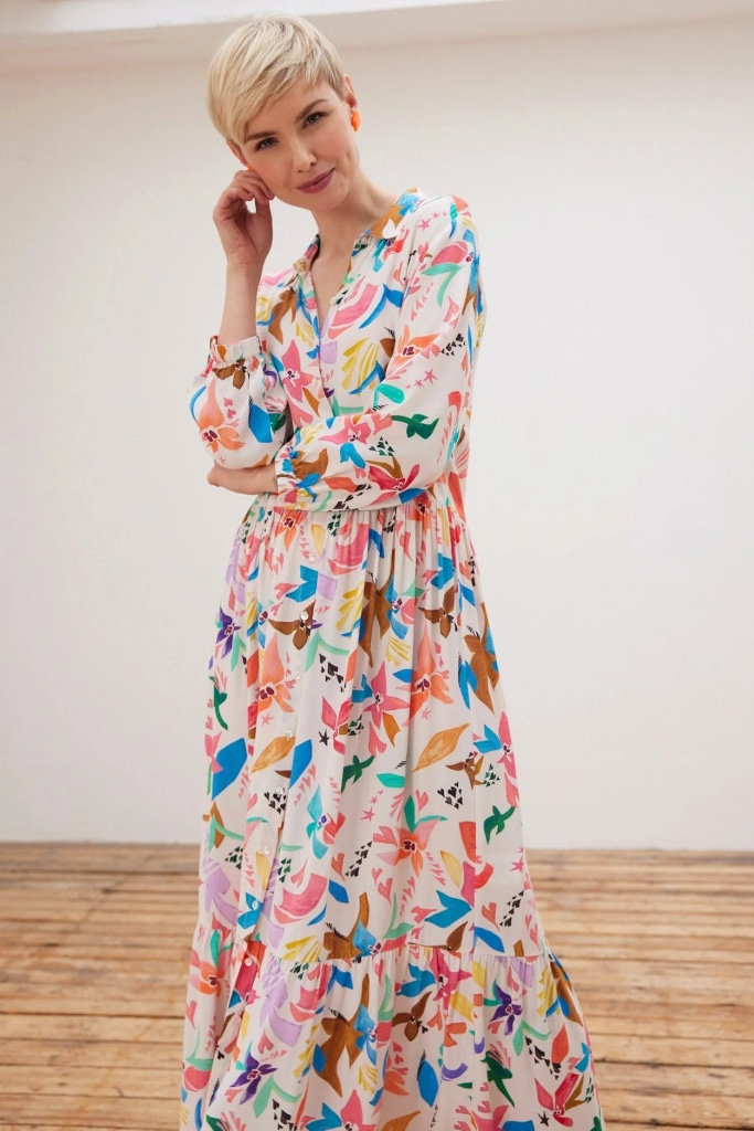 POM-Amsterdam - Šaty dlhé so vzorom Beige - POM-Amsterdam - Šaty dlhé so vzorom Beige -