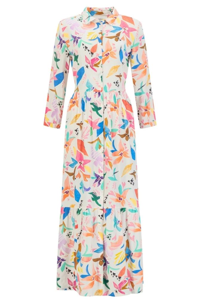 POM-Amsterdam - Šaty dlhé so vzorom Beige -