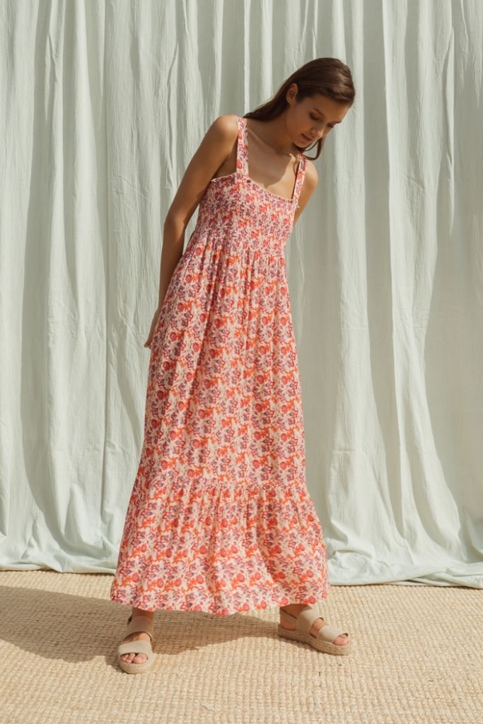 indi cold - Šaty dlhé s potlačou Coral - coral indi cold - Šaty dlhé s potlačou Coral - coral