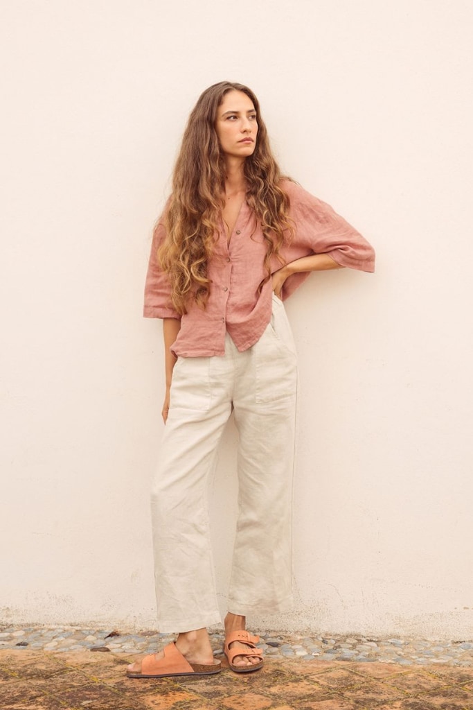 indi cold - Košeľa ľanová Rosa - rosa indi cold - Košeľa ľanová Rosa - rosa