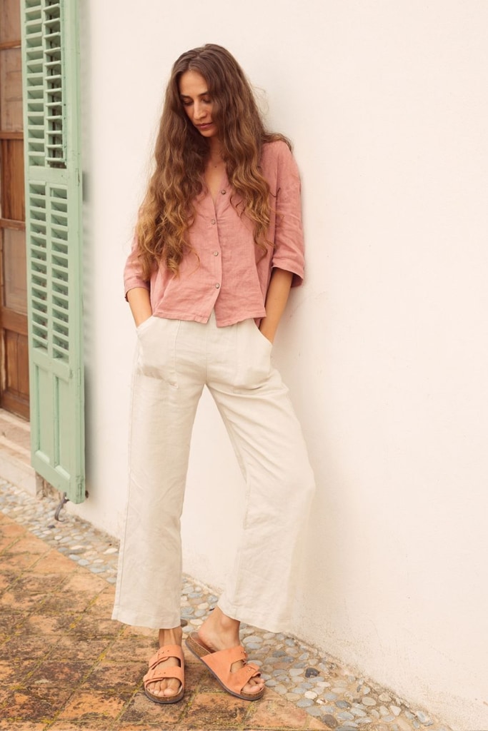 indi cold - Košeľa ľanová Rosa - rosa indi cold - Košeľa ľanová Rosa - rosa