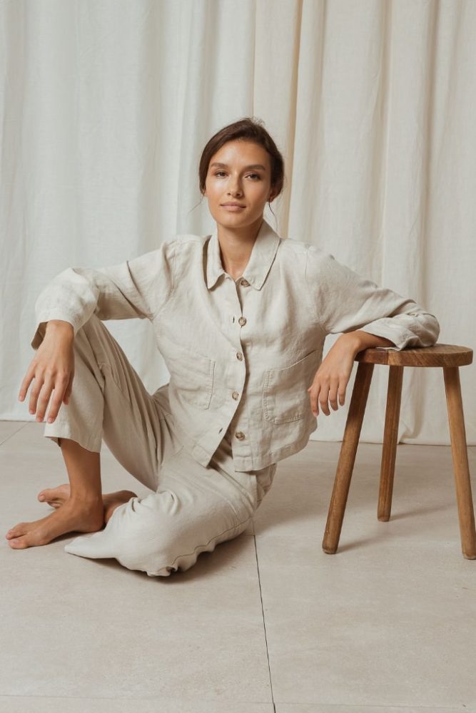 indi cold - Sako voľné ľanové Piedra - piedra