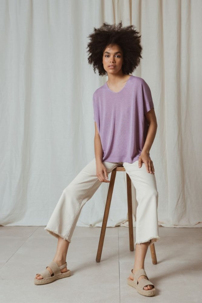 indi cold - Pulóver voľný bez rukávov Lila - piedra