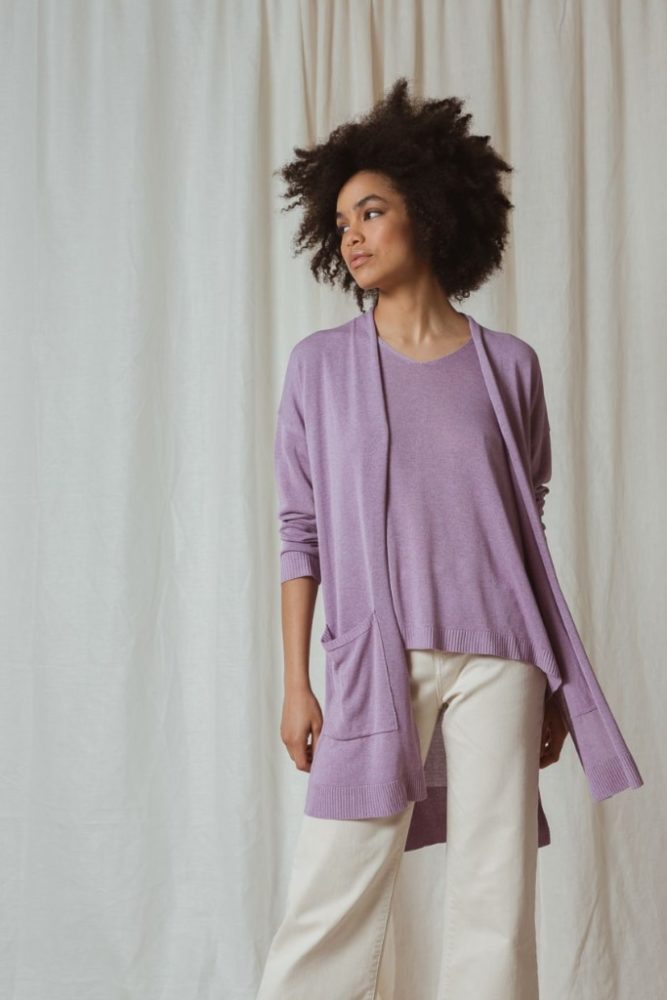 indi cold - Sveter voľný bez zapínania Lila - lila
